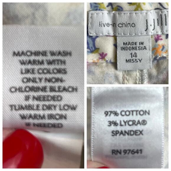 J. Jill Skirt Cream Blue Multi Floral Live-in-Chino Casual Pockets Size 14 Plus - Picture 10 of 12